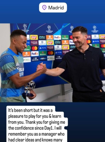 皇马又换主教练了!姆巴佩祝福阿隆索:为您效力很荣幸