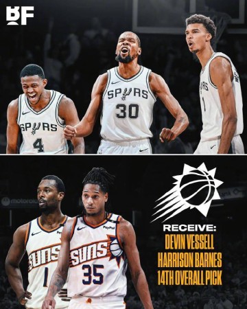 下家首选?美媒构想马刺交易方案:瓦塞尔+巴恩斯换KD