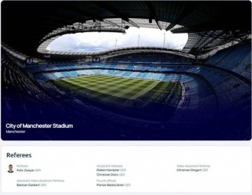 曼城vs那不勒斯欧冠裁判:德国裁判团领衔,兹瓦耶担任主裁