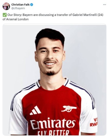 要多少钱?法尔克:拜仁正讨论引进24岁的阿森纳边锋马丁内利