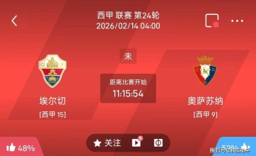 今日足球推荐:2/13 4点西甲 埃尔切VS奥萨苏纳
